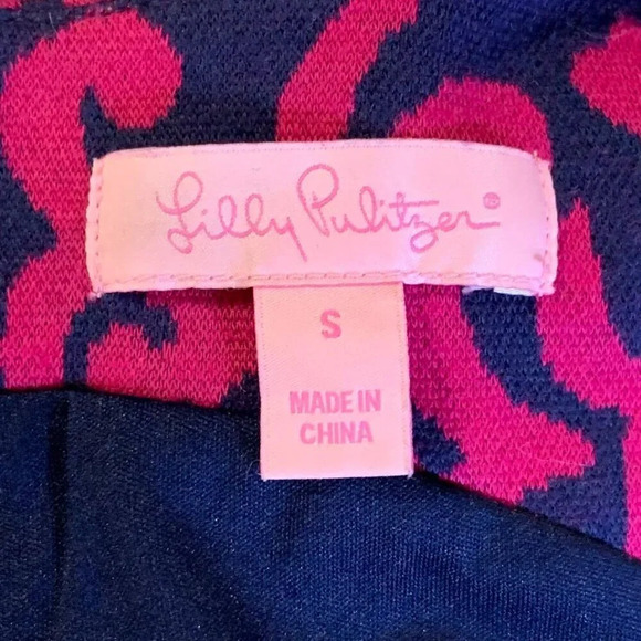 Lilly Pulitzer Evie True Navy Follow The Leader Ponte Jacquard Sheath Dress SZ S - Picture 6 of 12